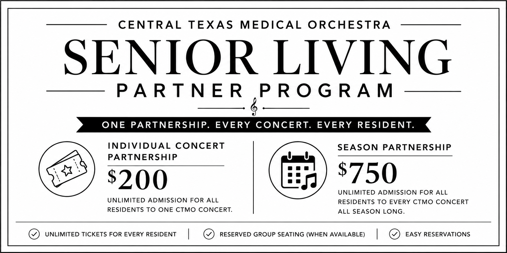 CTMO Senior Living Partner Program - Season Membership
